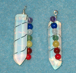 Sea Opal Chakra Pendants